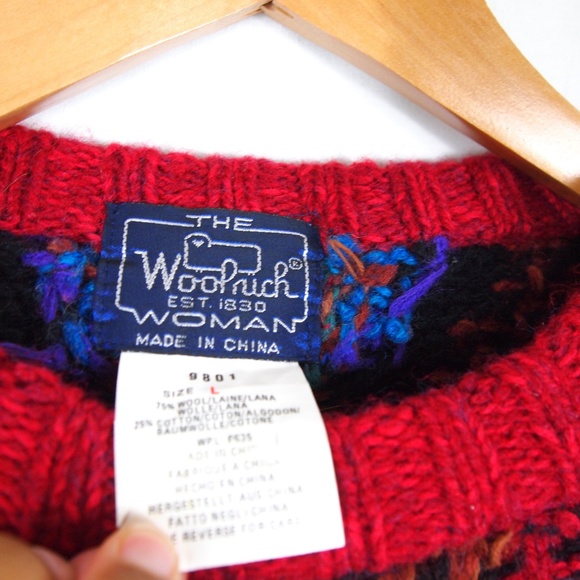 90's Woolrich  Red Tunic Sweater Red South Western - Picture 3 of 7